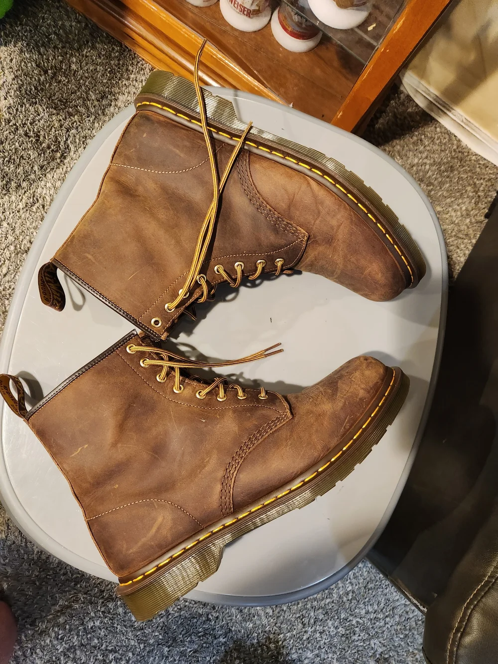 Dr. Martens Brown Leather Lace-Up Combat Boots Size 14 Men Very Clean